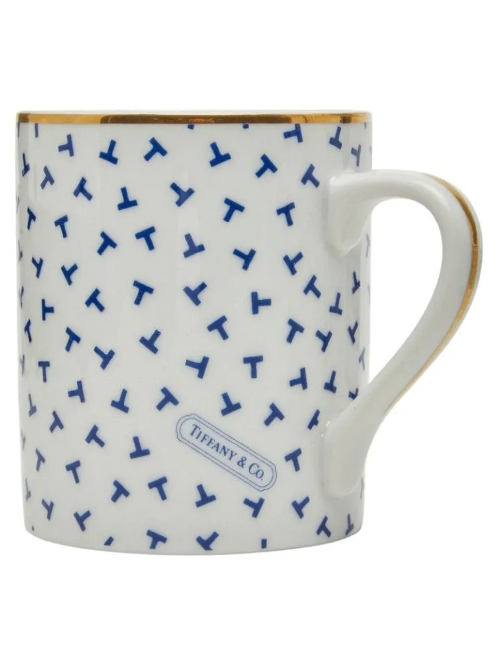 Tiffany & Co Dancing T Cup Saucer Set White Blue Gold Porcelain